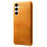 For Samsung Galaxy S25+ Case Calf Texture PU Leather Hard PC Protective Phone Cover - Orange - 1
