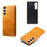 For Samsung Galaxy S25+ Case Calf Texture PU Leather Hard PC Protective Phone Cover - Orange - 2