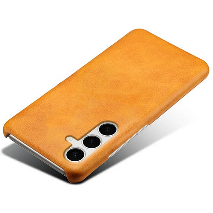 For Samsung Galaxy S25+ Case Calf Texture PU Leather Hard PC Protective Phone Cover - Orange - 3
