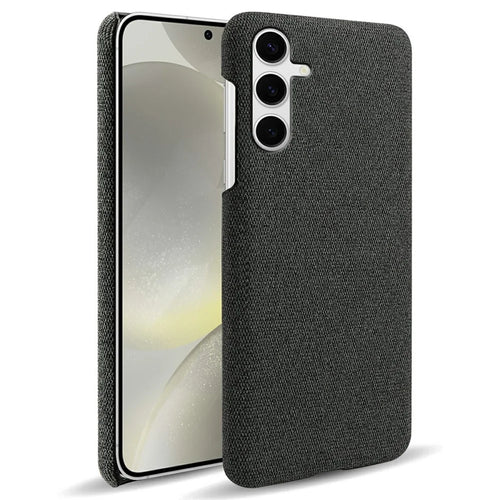 For Samsung Galaxy S25+ Case Cloth Texture Anti-Scratch Protective PC Phone Cover - Black - 1
