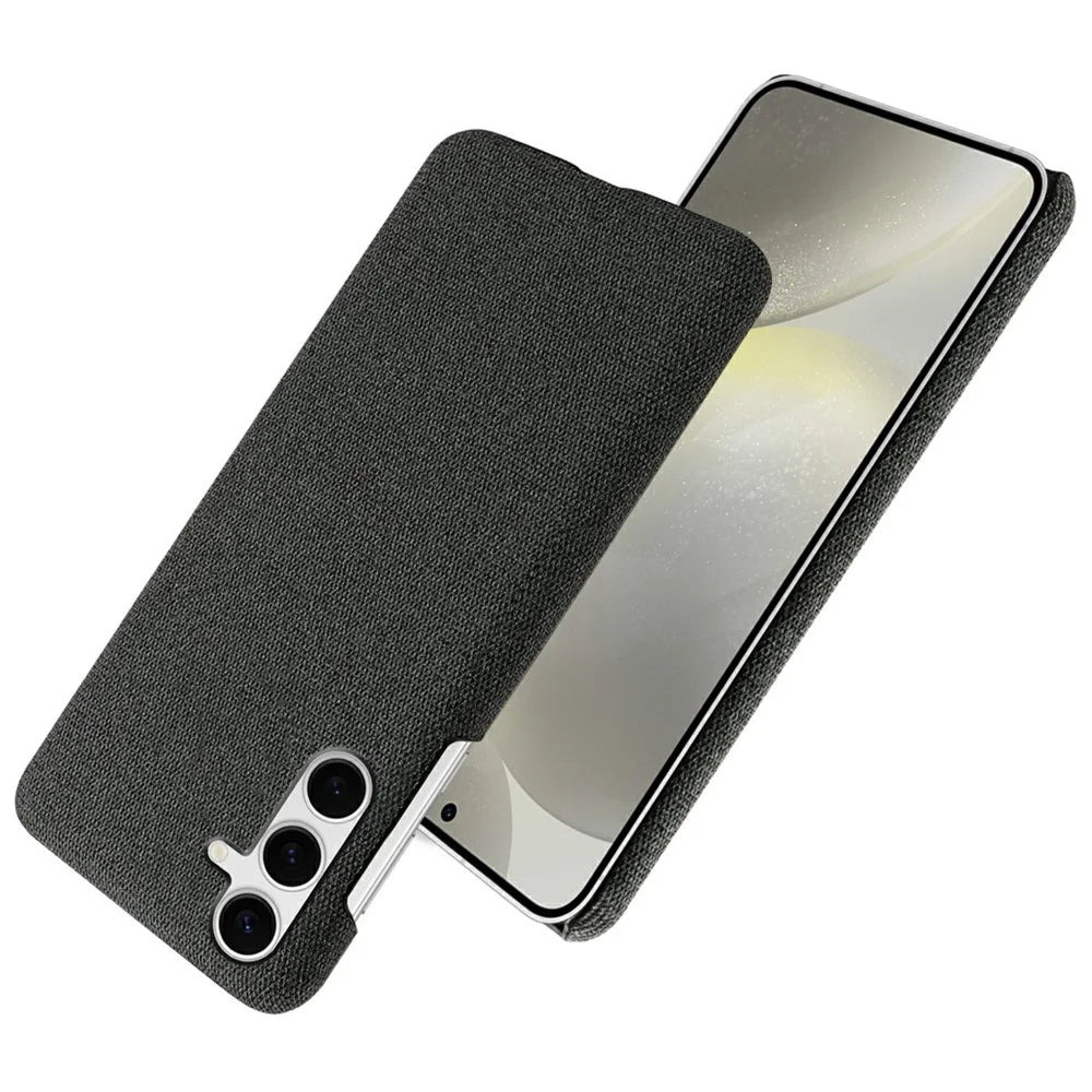 For Samsung Galaxy S25+ Case Cloth Texture Anti-Scratch Protective PC Phone Cover - Black - 2