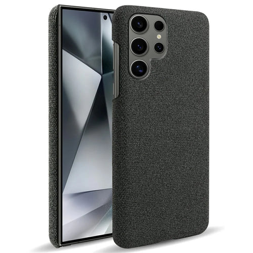 For Samsung Galaxy S25 Ultra Case Cloth Texture Anti-Scratch Protective PC Phone Cover - Black - 1