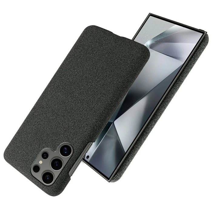 For Samsung Galaxy S25 Ultra Case Cloth Texture Anti-Scratch Protective PC Phone Cover - Black - 2
