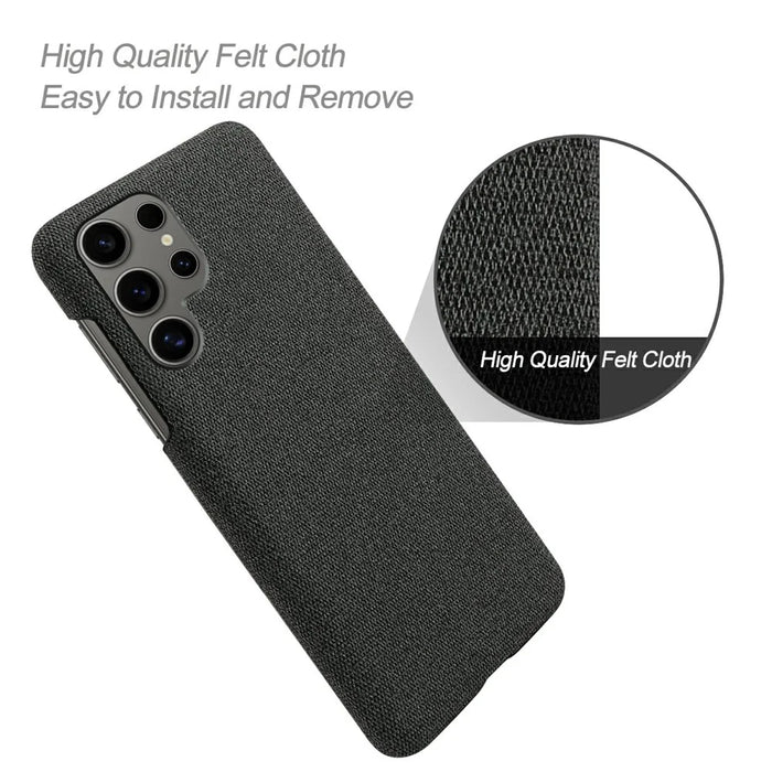 For Samsung Galaxy S25 Ultra Case Cloth Texture Anti-Scratch Protective PC Phone Cover - Black - 4