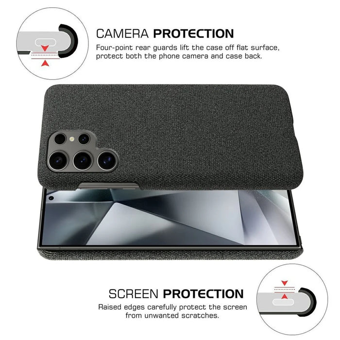 For Samsung Galaxy S25 Ultra Case Cloth Texture Anti-Scratch Protective PC Phone Cover - Black - 5