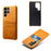 For Samsung Galaxy S25 Ultra Case Dual Card Slots PU Leather + Hard PC Phone Cover - Orange - 1