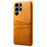 For Samsung Galaxy S25 Ultra Case Dual Card Slots PU Leather + Hard PC Phone Cover - Orange - 2