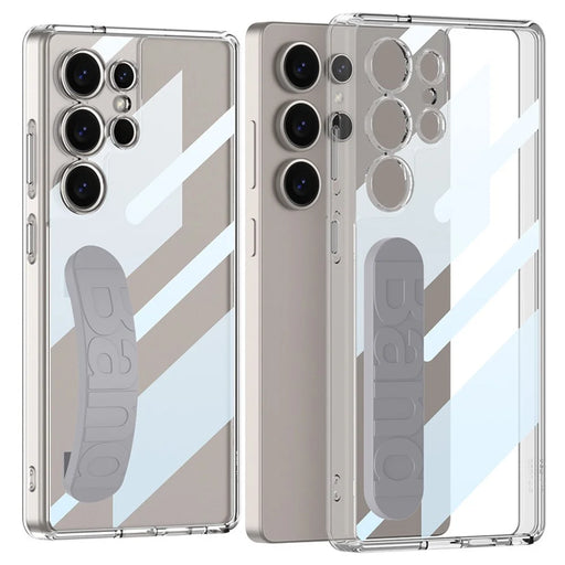 GKK For Samsung Galaxy S25 Ultra Case TPU+PC Clear Phone Cover with Silicone Hand Strap - Grey - 1