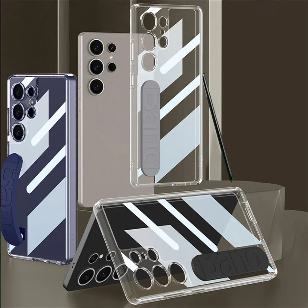 GKK For Samsung Galaxy S25 Ultra Case TPU+PC Clear Phone Cover with Silicone Hand Strap - Grey - 2
