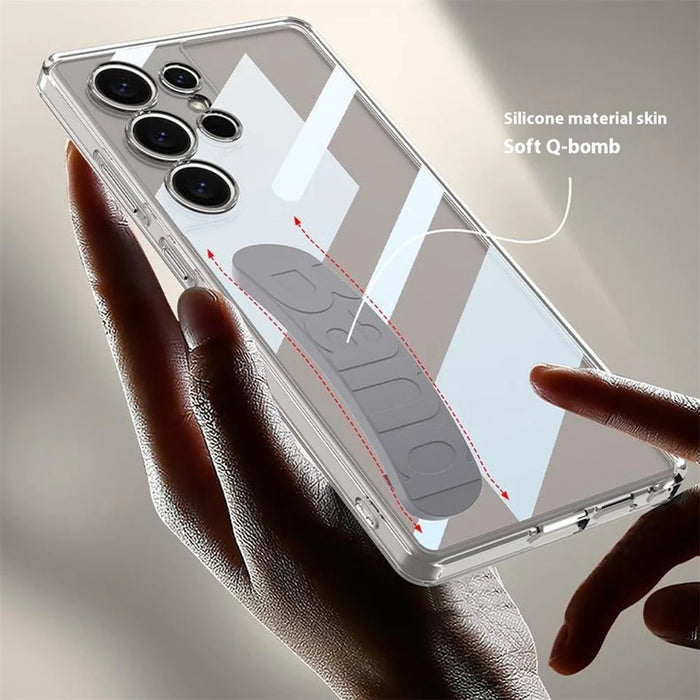 GKK For Samsung Galaxy S25 Ultra Case TPU+PC Clear Phone Cover with Silicone Hand Strap - Grey - 4
