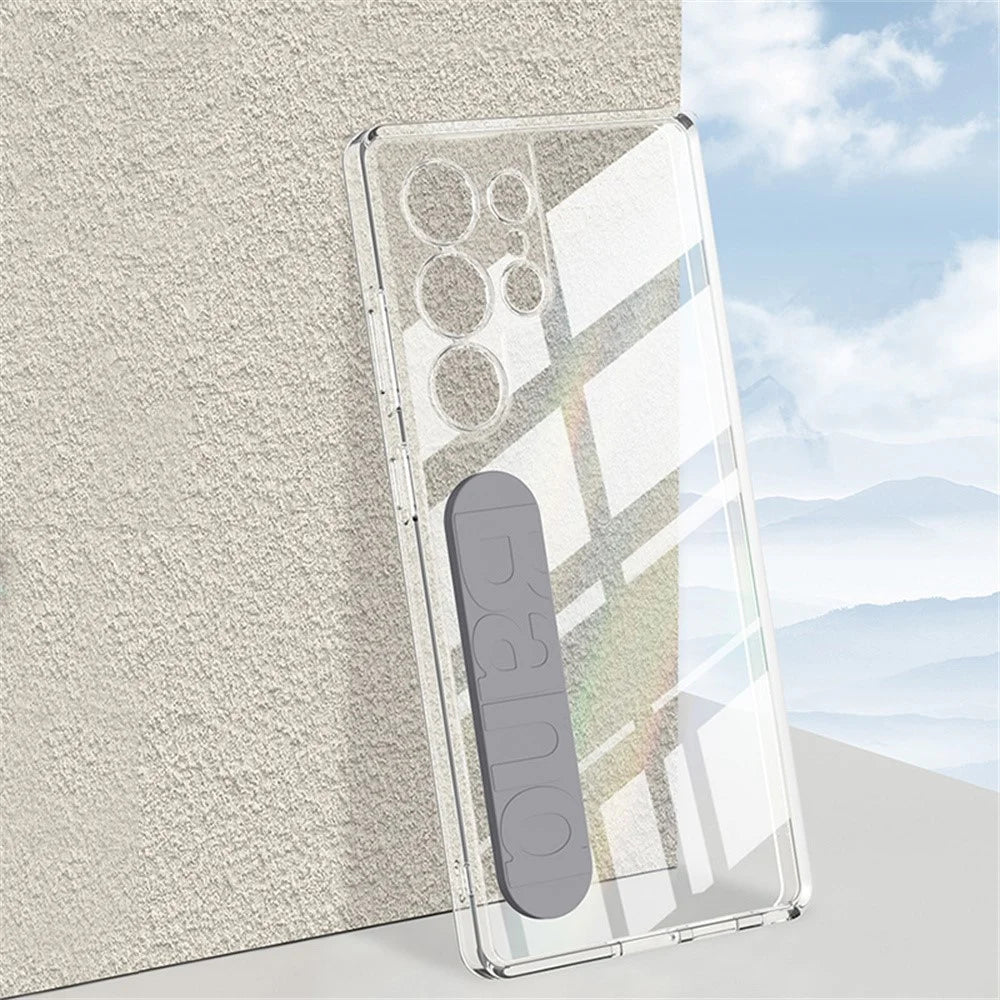 GKK For Samsung Galaxy S25 Ultra Case TPU+PC Clear Phone Cover with Silicone Hand Strap - Grey - 6