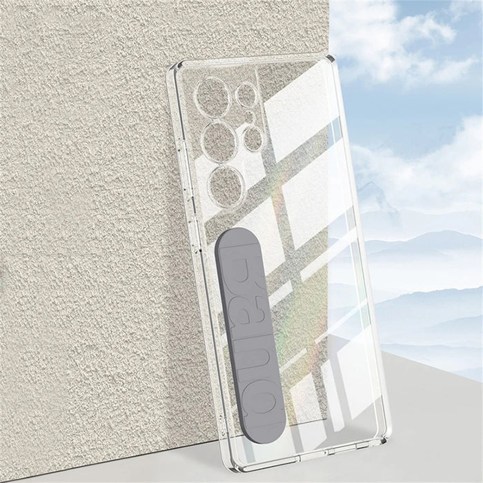 GKK For Samsung Galaxy S25 Ultra Case TPU+PC Clear Phone Cover with Silicone Hand Strap - Grey - 6