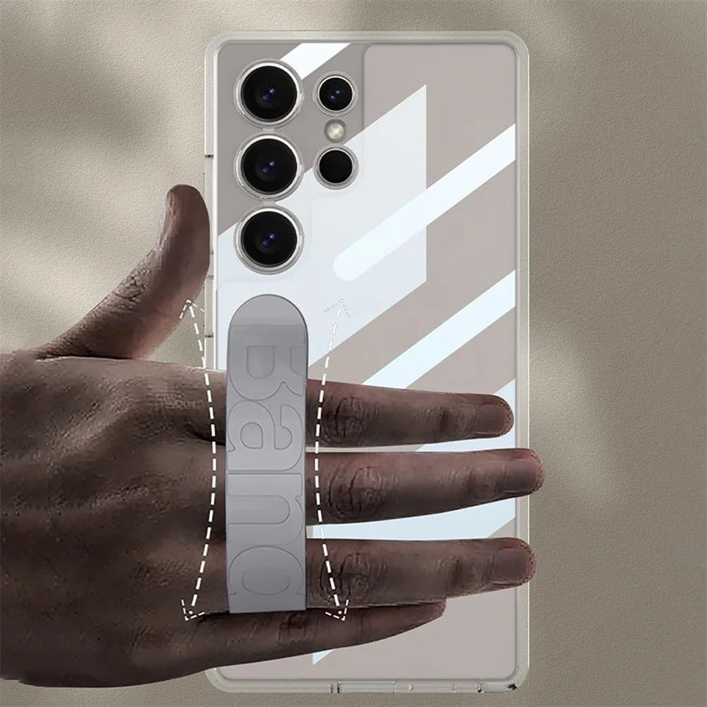 GKK For Samsung Galaxy S25 Ultra Case TPU+PC Clear Phone Cover with Silicone Hand Strap - Grey - 7