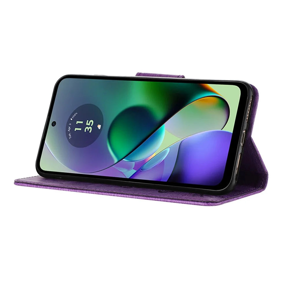 For Samsung Galaxy A06 4G Case Butterflies Flower Leather Wallet Flip Phone Cover - Purple - 3