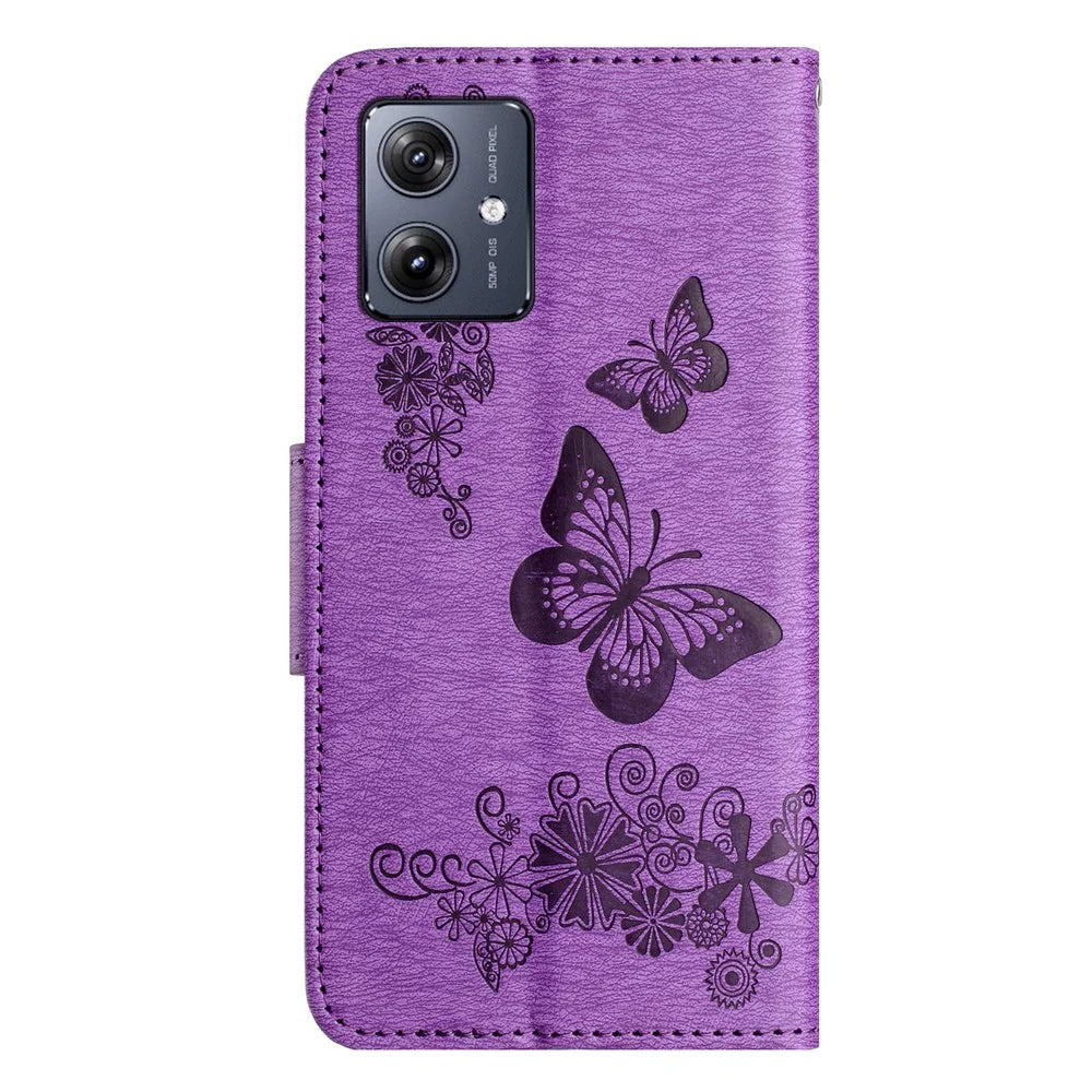 For Samsung Galaxy A06 4G Case Butterflies Flower Leather Wallet Flip Phone Cover - Purple - 7