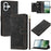 For iPhone 16 Case Tulip Leather Phone Cover with 5 Card Slots Wallet - Black - 1