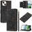 For iPhone 15 Case Tulip Leather Phone Cover with 5 Card Slots Wallet - Black - 1