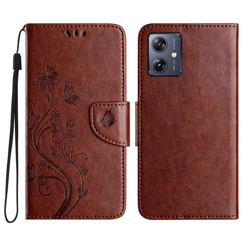 For Samsung Galaxy A06 4G Case Imprinted Mini Butterfly Leather Wallet Phone Cover - Brown - 1