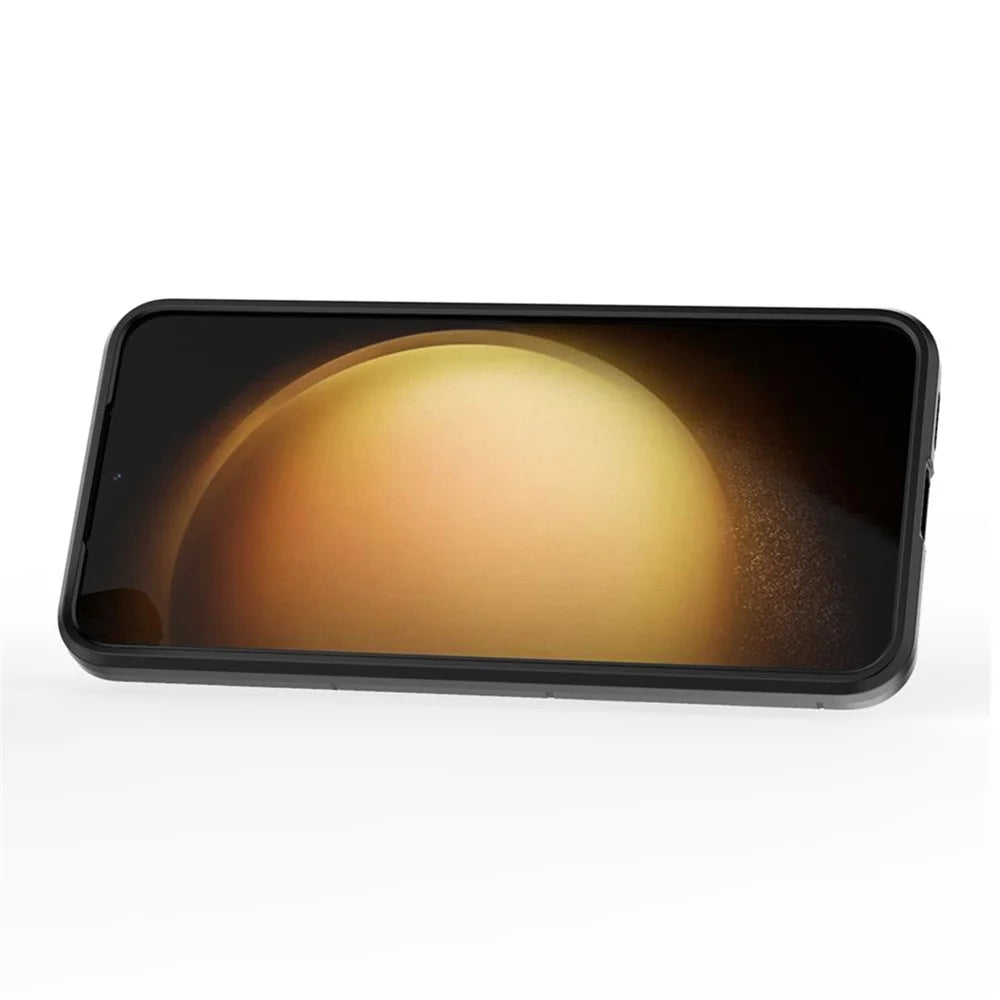 For Samsung Galaxy S25 Case PC+TPU Protective Phone Cover with Ring Kickstand - Black - 3