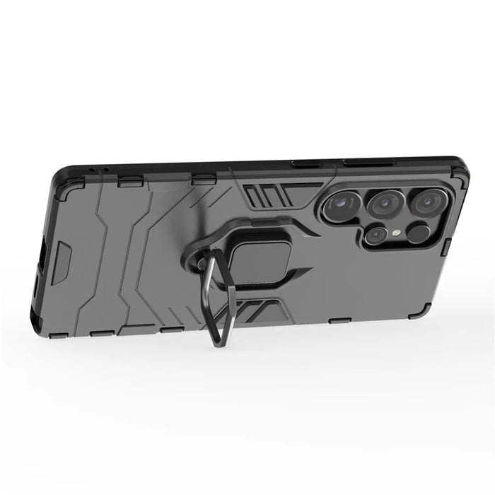 For Samsung Galaxy S25 Ultra Case PC+TPU Protective Phone Cover with Ring Kickstand - Black - 3