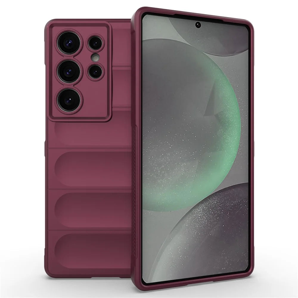 For Samsung Galaxy S25 Ultra Case Anti-Drop Soft TPU Rugged Phone Back Cover - Wine Red - 1