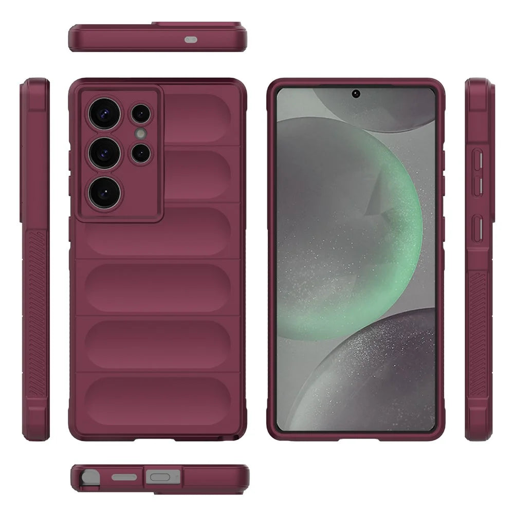 For Samsung Galaxy S25 Ultra Case Anti-Drop Soft TPU Rugged Phone Back Cover - Wine Red - 5