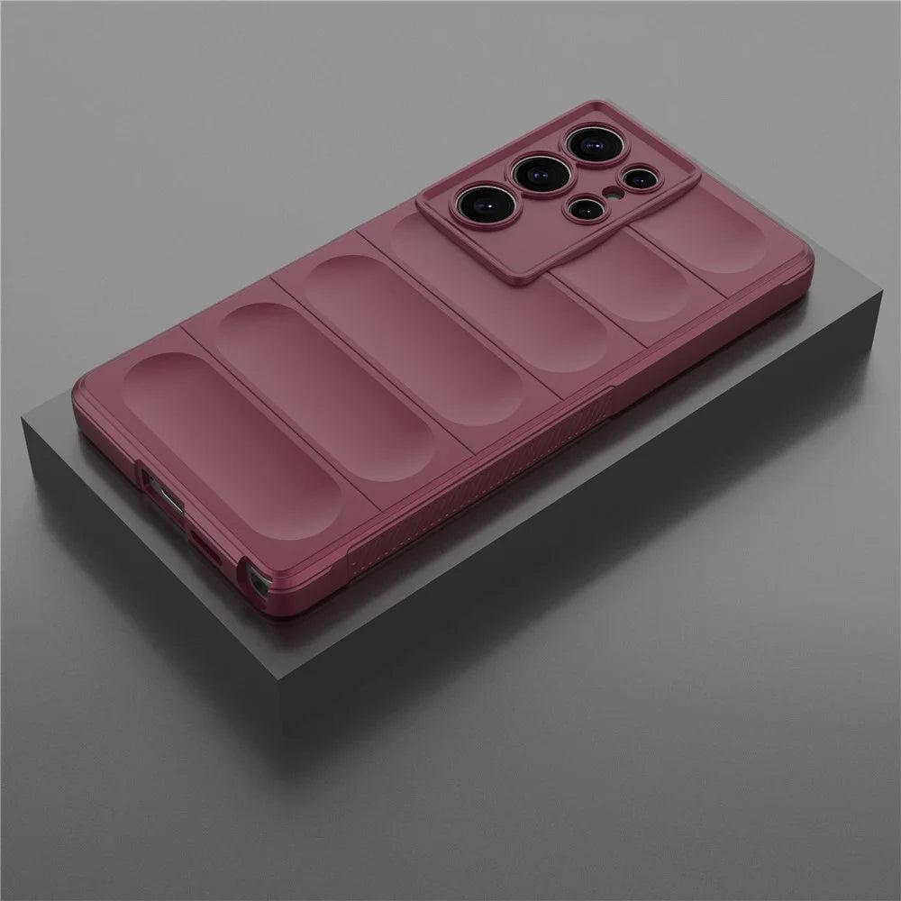 For Samsung Galaxy S25 Ultra Case Anti-Drop Soft TPU Rugged Phone Back Cover - Wine Red - 6