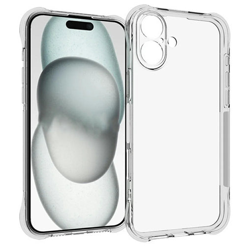 For iPhone 16 Plus Clear Phone Case 2.0mm Thickness Shockproof TPU Phone Cover - 1