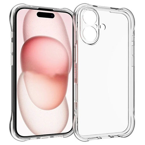For iPhone 16 Clear Phone Case 2.0mm Thickness Shockproof TPU Phone Cover - 1