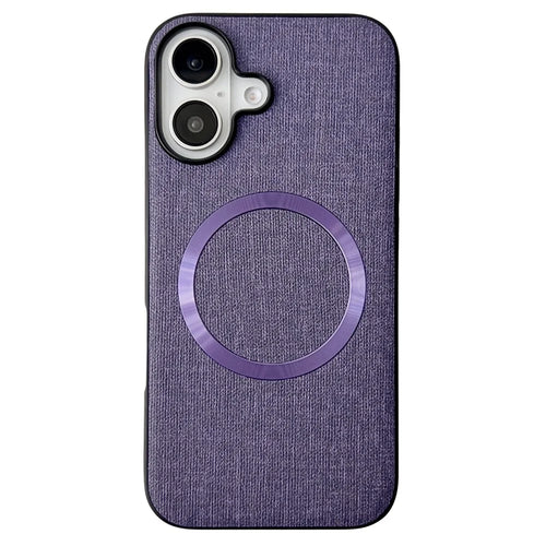For iPhone 16 Plus Case Drop-Proof TPU+Cloth Back Phone Cover Compatible with MagSafe - Purple - 1