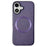 For iPhone 16 Case Drop-Proof TPU+Cloth Back Phone Cover Compatible with MagSafe - Purple - 1