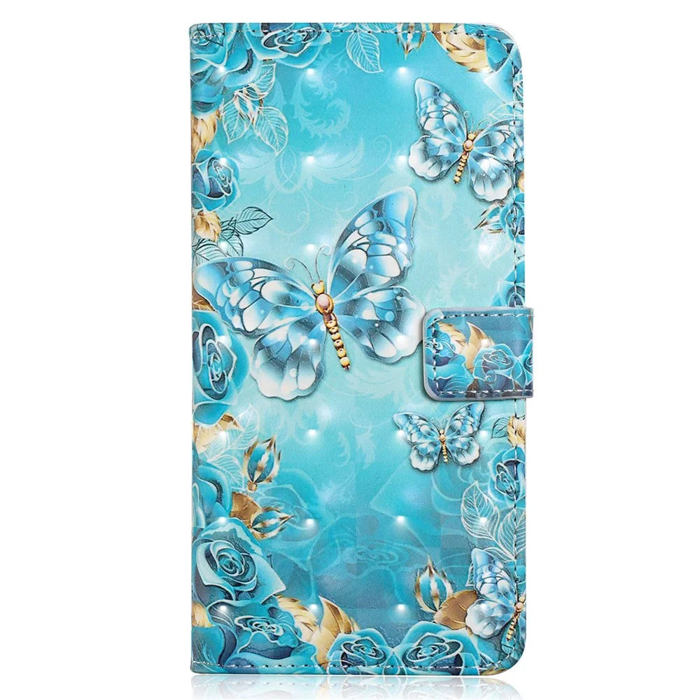 For Samsung Galaxy S25 Ultra Case 3D Creative Pattern PU Leather Stand Phone Cover - Blue Butterfly - 6