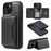 For iPhone 15 Plus Magnetic Case Leather Back Phone Cover with Detachable Card Bag - Black - 1