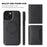 For iPhone 15 Plus Magnetic Case Leather Back Phone Cover with Detachable Card Bag - Black - 7