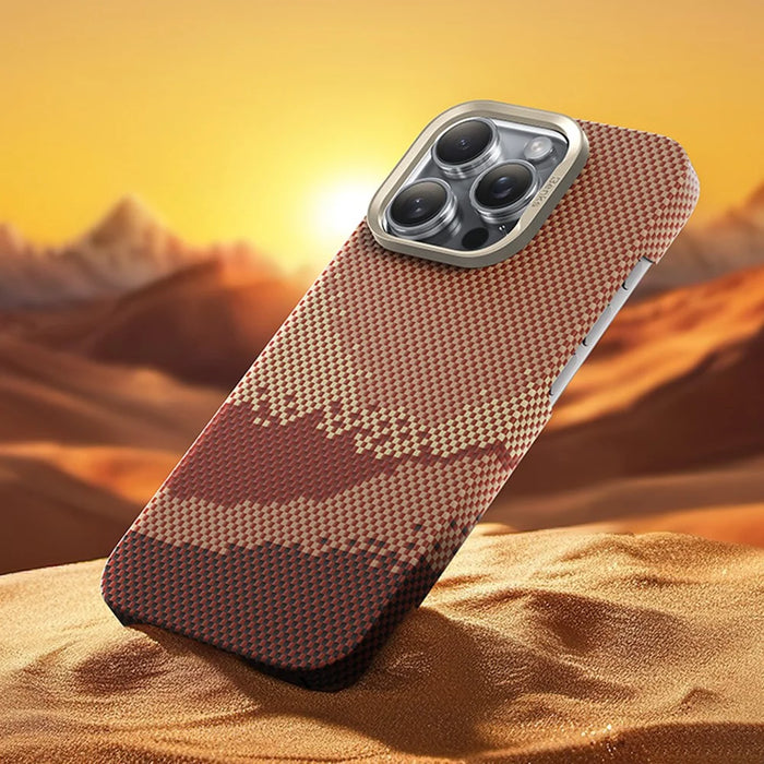 BENKS For iPhone 16 Pro Case Compatible with MagSafe Carbon Fiber Texture Aramid Fiber + PC Phone Cover, Gold - 2