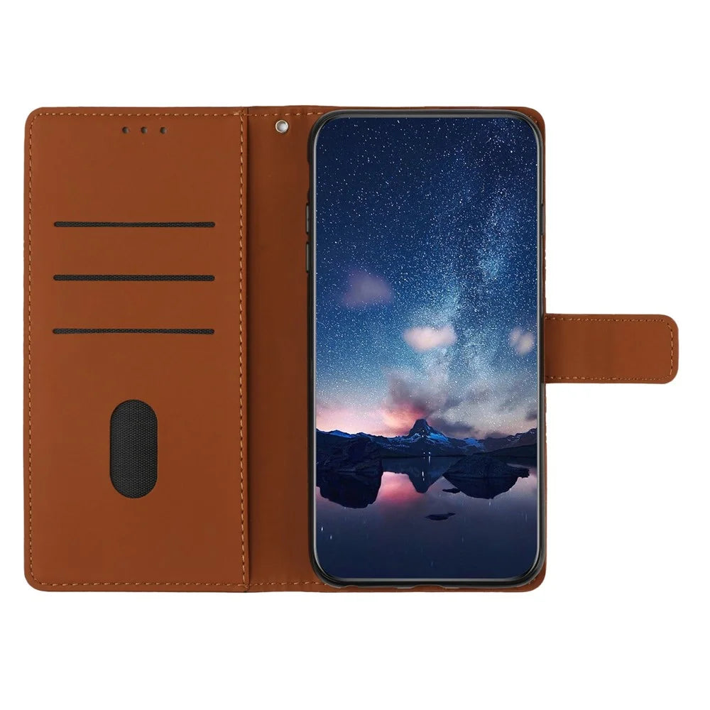 For Samsung Galaxy S25 Ultra Case Rhombus Leather Horizontal Flip Phone Cover - Brown - 3