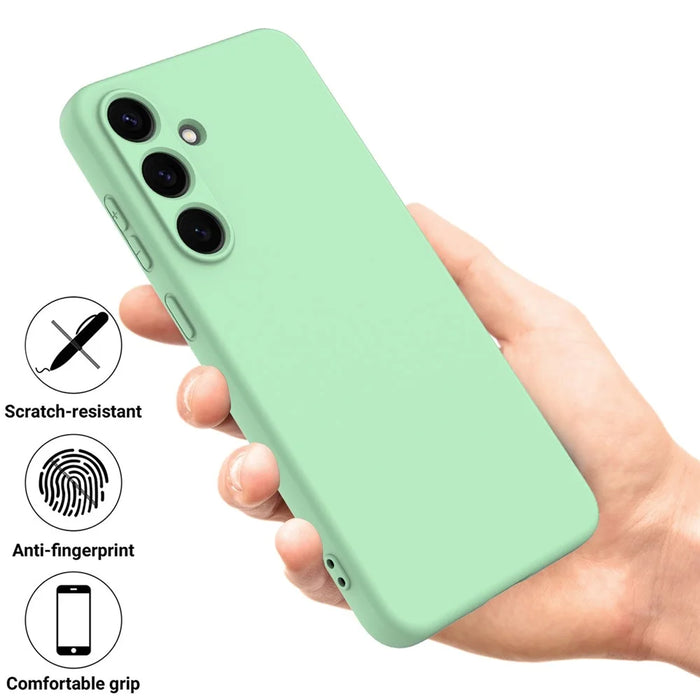 For Samsung Galaxy S25 Case Liquid Silicone Anti-Scratch Phone Cover with Hand Strap - Green - 2