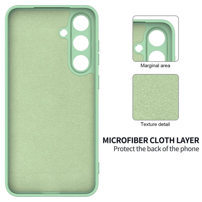 For Samsung Galaxy S25 Case Liquid Silicone Anti-Scratch Phone Cover with Hand Strap - Green - 5