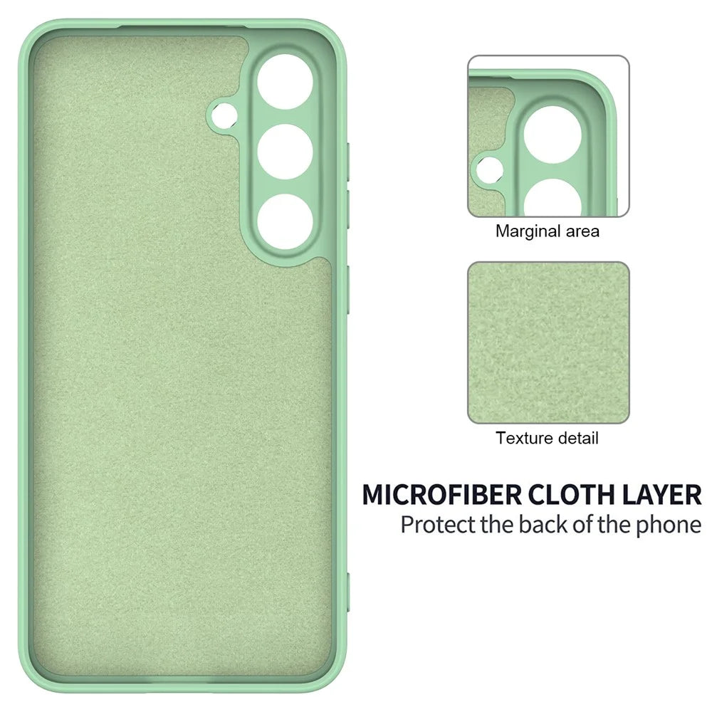 For Samsung Galaxy S25+ Case Liquid Silicone Anti-Scratch Phone Cover with Hand Strap - Green - 5
