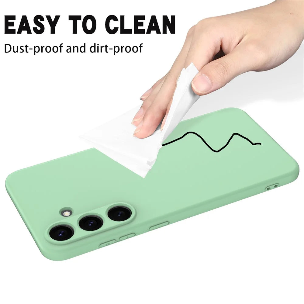 For Samsung Galaxy S25+ Case Liquid Silicone Anti-Scratch Phone Cover with Hand Strap - Green - 7