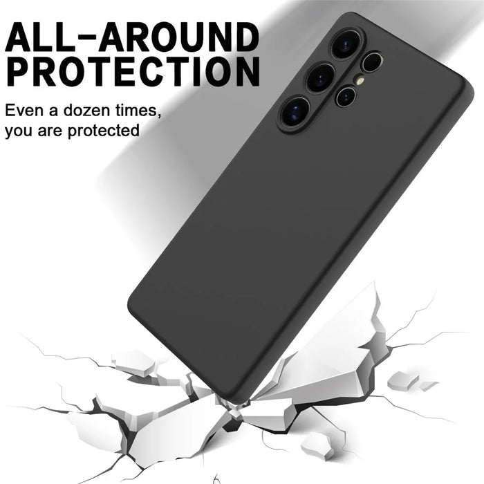For Samsung Galaxy S25 Ultra Case Liquid Silicone Anti-Scratch Phone Cover with Hand Strap - Black - 4
