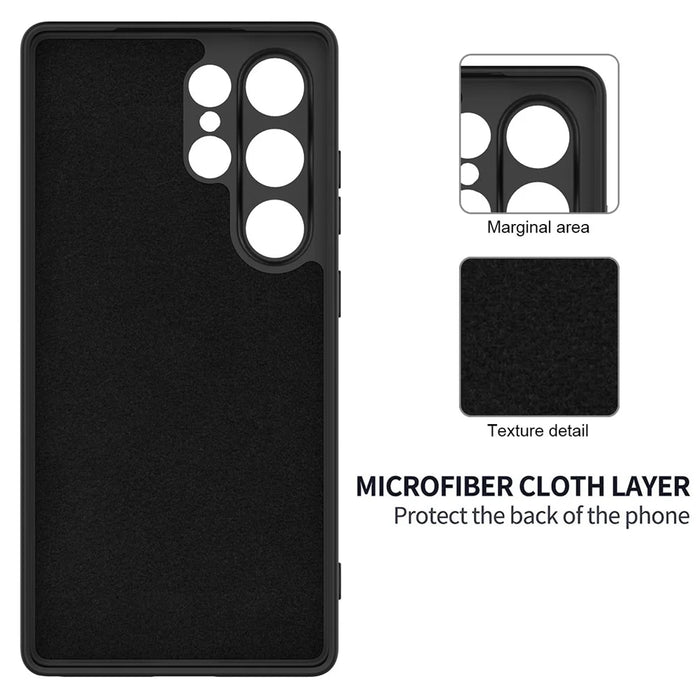 For Samsung Galaxy S25 Ultra Case Liquid Silicone Anti-Scratch Phone Cover with Hand Strap - Black - 5