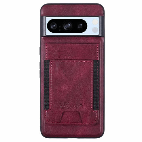 SUTENI H17 For Google Pixel 8 Pro Magnetic Case Card Holder Kickstand Phone Cover - Red - 1