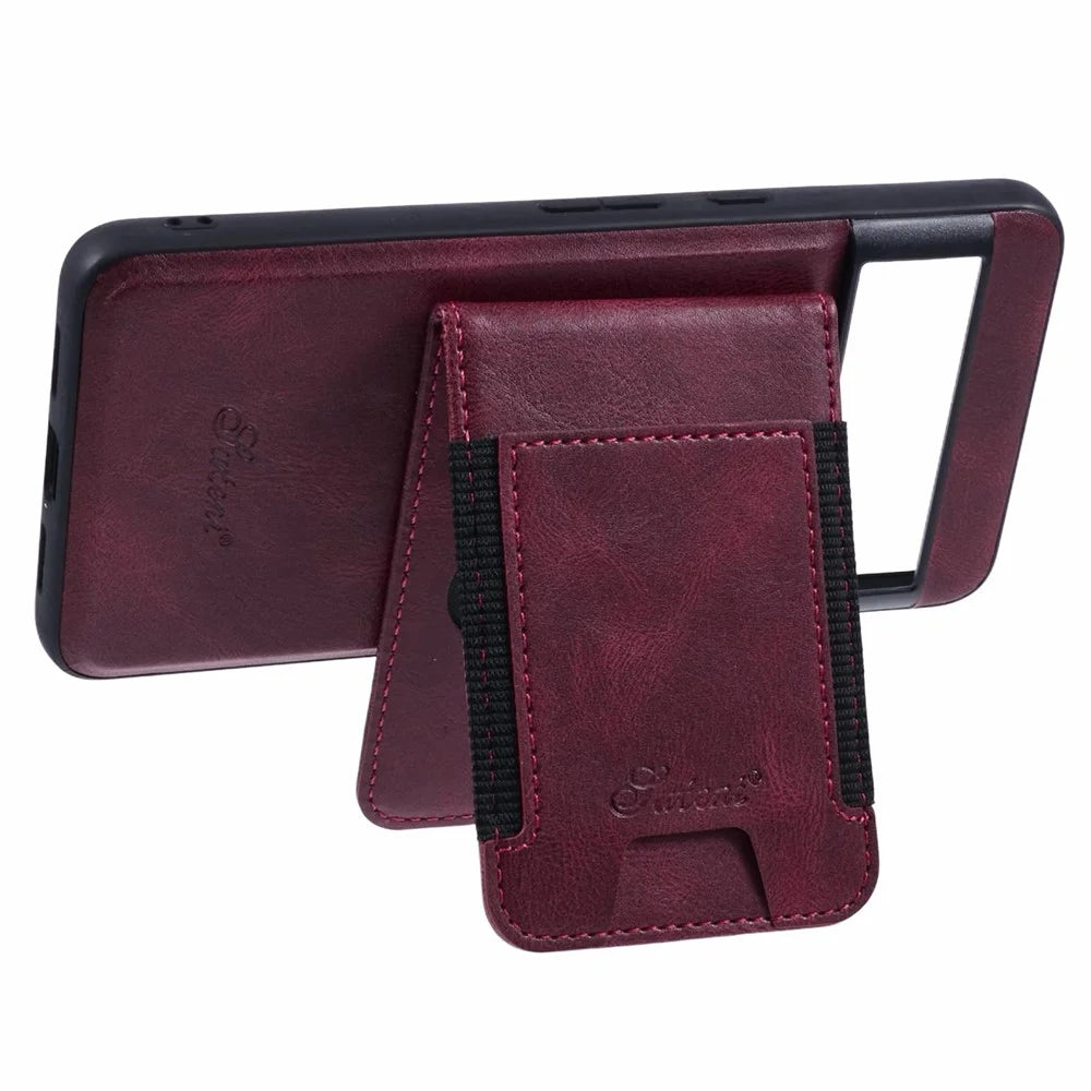 SUTENI H17 For Google Pixel 8 Pro Magnetic Case Card Holder Kickstand Phone Cover - Red - 3