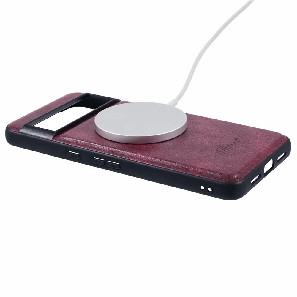 SUTENI H17 For Google Pixel 8 Pro Magnetic Case Card Holder Kickstand Phone Cover - Red - 5