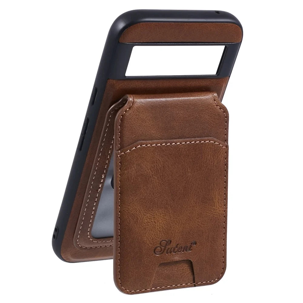 SUTENI H15 For Google Pixel 8a Magnetic Case Detachable Card Holder Phone Cover - Brown - 2