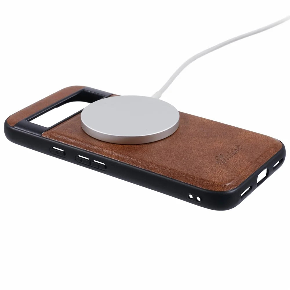 SUTENI H15 For Google Pixel 8a Magnetic Case Detachable Card Holder Phone Cover - Brown - 7