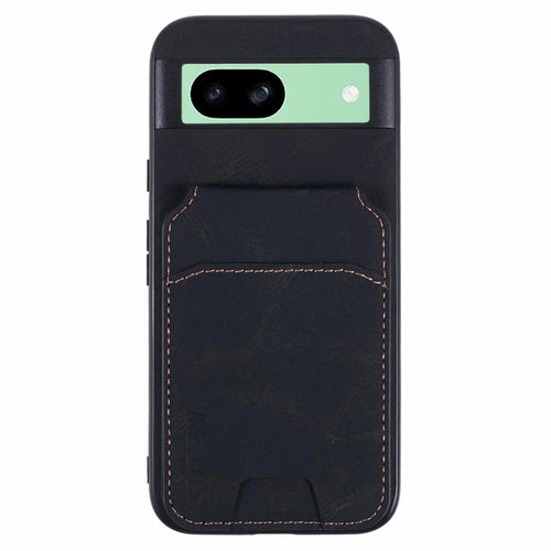SUTENI H02 For Google Pixel 8a Case Card Slots Kickstand Litchi Texture Leather+TPU Cover - Black - 1