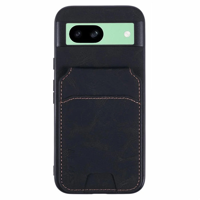 SUTENI H02 For Google Pixel 8a Case Card Slots Kickstand Litchi Texture Leather+TPU Cover - Black - 1