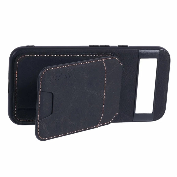 SUTENI H02 For Google Pixel 8a Case Card Slots Kickstand Litchi Texture Leather+TPU Cover - Black - 4